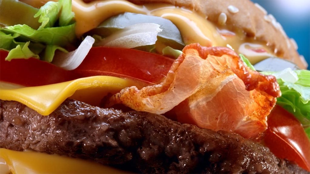 A tabletop food film about the widest patty and rotating camera movements